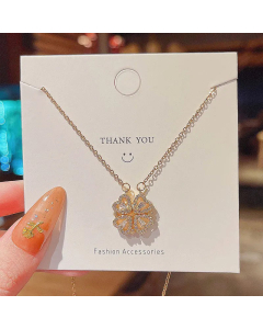 Refined Windmill Swan Bow Knot Titanium Steel Inlay Zircon Pendant Necklace CA07830813