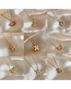 Refined Windmill Swan Bow Knot Titanium Steel Inlay Zircon Pendant Necklace CA07830813