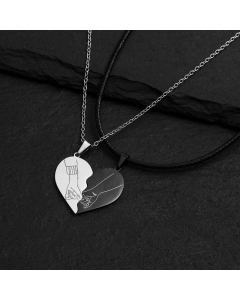 Couple Chain Heart Shape Stainless Steel Plating Pendant Necklace CA07830815