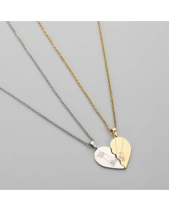 Couple Chain Heart Shape Stainless Steel Plating Pendant Necklace CA07830815