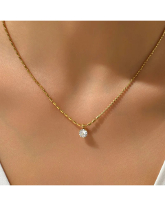 Classic Round Inlay Zircon Stainless Steel Plating Pendant Necklace CA07830824