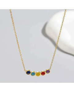 Multicolor Smiley Face Stainless Steel Enamel Plating Necklace CA07830827