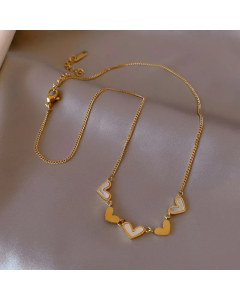Fashion Heart Shape Inlay Shell Choker Titanium Steel Necklace CA07830837