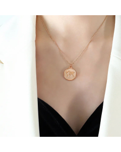 Fashion Round Pendent Titanium Steel Plating Stainless Steel Necklace CA07830841