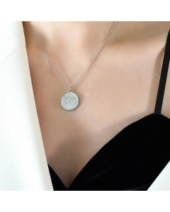 Fashion Round Pendent Titanium Steel Plating Stainless Steel Necklace CA07830841