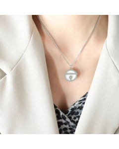 Minimalism Round Pendent Titanium Steel Plating Inlay Shell Necklace CA07830842-Steel Color-01