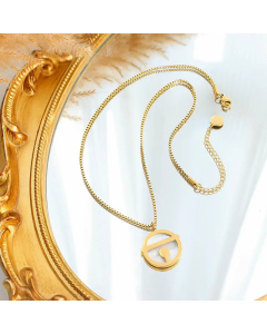 Minimalism Round Pendent Titanium Steel Plating Inlay Shell Necklace CA07830842