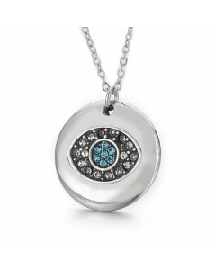 Fashion Round Eye Inlay Zircon Pendant Titanium Steel Necklace CA07830844