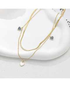 Lady Heart Shape Shell Inlaid Stainless Steel Titanium Steel Plating Necklace CA07830848