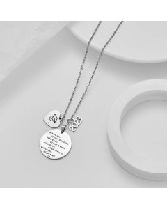 2023 New Behind You Graduation Season Peach Heart Pendant Round Carved Letters Stainless Steel Necklace CA07830851