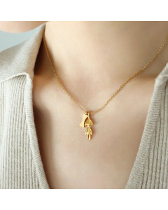 Female Special-Interest Design Gold-Plated Jewelry Hip Hop Cartoon Animal Puppy Bone Pendant Necklace CA07830853