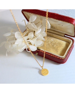 18K Gold Round Plate Pendant Letters Good Luck Pendant Titanium Steel Plated Necklace CA07830854