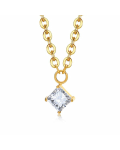 Women Jewelry Square Zircon Gold Necklace Titanium Steel Necklace Personalized Jewelry Wholesale CA07830857