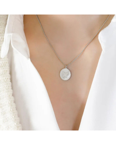 Female Titanium Steel Clavicle Necklace All-Match Ins Ornament Five-Pointed Star Butterfly White Sea Shell Love Pendant Necklace CA07830859-Steel Color-01