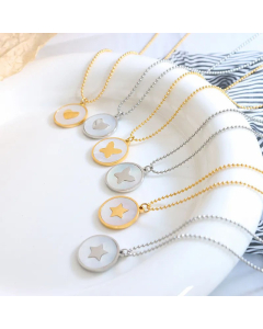 All-Match Ins Ornament Five-Pointed Star Butterfly White Sea Shell Love Pendant Necklace Female Titanium Steel Clavicle Necklace