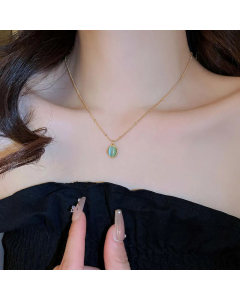 Light Luxury Style Small Beads Oval Opal Necklace Clavicle Chain Personality Titanium Steel Necklace CA07830861