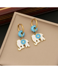 Enamel Double-Layer Elephant Charm Stainless Steel Necklace CA07830863