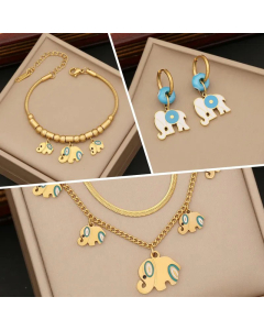 Enamel Double-Layer Elephant Charm Stainless Steel Necklace CA07830863