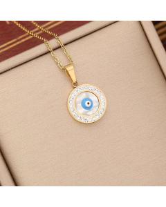 Double-Layer Chain Round Eye Necklace Stainless Steel Clavicle Chain CA07830864