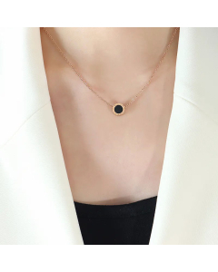 Women's Summer Versatile Beach Explicit Personality Fashion Necklace Ins Style Roman Numerals Black And White Shell Necklace CA07830865-Rose Gold Color-Black
