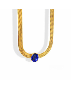 Light Luxury Simple All-Match Stainless Steel Oval Zircon Snake Bones Chain Blade Chain Necklace Ins Special-Interest Design Necklace CA07830867