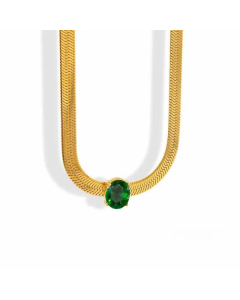 Light Luxury Simple All-Match Stainless Steel Oval Zircon Snake Bones Chain Blade Chain Necklace Ins Special-Interest Design Necklace CA07830867