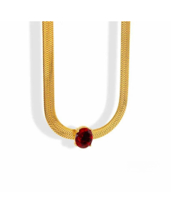 Light Luxury Simple All-Match Stainless Steel Oval Zircon Snake Bones Chain Blade Chain Necklace Ins Special-Interest Design Necklace CA07830867
