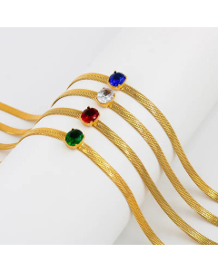 Light Luxury Simple All-Match Stainless Steel Oval Zircon Snake Bones Chain Blade Chain Necklace Ins Special-Interest Design Necklace CA07830867