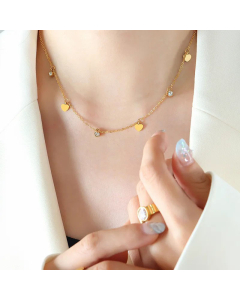 Female Niche Design Net Red Style Heart Zircon Pendant Necklace Commuter Titanium Steel Gold Plated Clavicle Necklace CA07830870