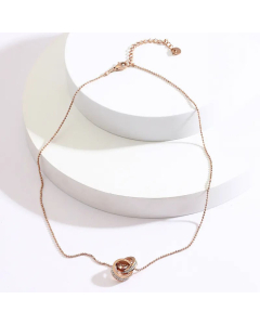 Classic Double Ring Diamond Personalized Stainless Steel Necklace CA07830873