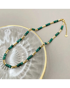 14K Natural Stone Hand-Woven Simple Design Necklace Daily Commuting Titanium Steel Fashionable All-Match Necklace CA07830874