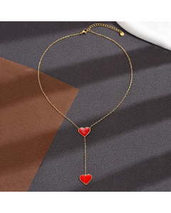 Fashion Valentine's Day Red Heart-Shaped Pendant Stainless Steel Necklace CA07830877