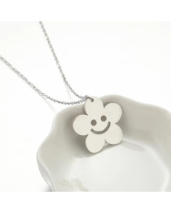 18K Spring And Summer Stainless Steel Butterfly Flower Necklace Electroplated Niche Animal Notes Ornament Wholesale CA07830878-Steel Color-01