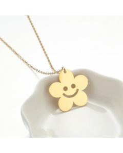 18K Spring And Summer Stainless Steel Butterfly Flower Necklace Electroplated Niche Animal Notes Ornament Wholesale CA07830878-Gold Color-01