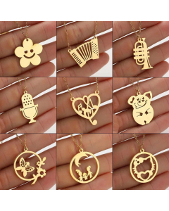 18K Spring And Summer Stainless Steel Butterfly Flower Necklace Electroplated Niche Animal Notes Ornament Wholesale CA07830878