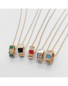 Minimalism Geometric Titanium Steel Inlay Rhinestones Pendant Necklace CA07830884
