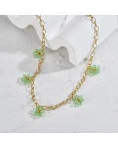 Sweet Flower Stainless Steel Beaded Plating Necklace CA07830885