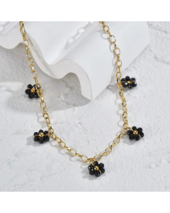 Sweet Flower Stainless Steel Beaded Plating Necklace CA07830885