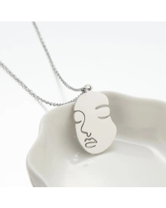 Hollow Out Plant Irregular Plating Pendant Stainless Steel Titanium Steel Necklace CA07830886-Steel Color-01
