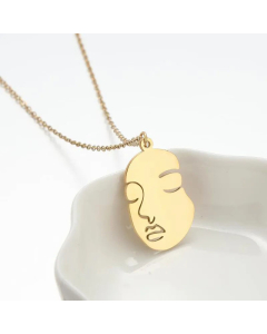 Hollow Out Plant Irregular Plating Pendant Stainless Steel Titanium Steel Necklace CA07830886-Gold Color-01