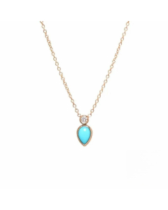 Fashion Inlay Turquoise Zircon Water Droplets Tassel Sterling Silver Necklace CA07830888-01