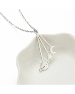 Cute Cartoon Character Heart Shape Stainless Steel Titanium Steel Plating Pendant Necklace CA07830890-Steel Color-01