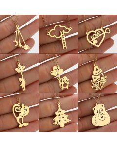 Cute Cartoon Character Heart Shape Stainless Steel Titanium Steel Plating Pendant Necklace CA07830890