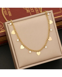 Fashion Heart Shape Flower Butterfly Inlay Zircon Stainless Steel Plating Necklace CA07830892