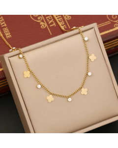 Fashion Heart Shape Flower Butterfly Inlay Zircon Stainless Steel Plating Necklace CA07830892