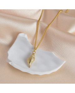 Minimalism Oval Shell Stainless Steel Plating Inlay Turquoise Pendant Necklace CA07830894