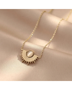Vintage Sun Stainless Steel Titanium Steel Plating Inlay Turquoise Pendant Necklace CA07830895