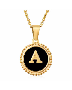 Round Letter Stainless Steel Enamel Plating Pendant Necklace CA07830897