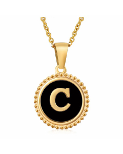 Round Letter Stainless Steel Enamel Plating Pendant Necklace CA07830897