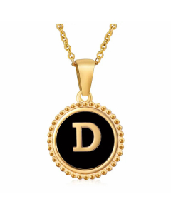 Round Letter Stainless Steel Enamel Plating Pendant Necklace CA07830897